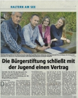Die Bürgerstiftung schließt mit der Jugend einen Vertrag - Halterner Zeitung im Oktober 2018