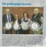 Haltern bittet zu Tisch- Spende an die Bürgerstiftung (Halterner Zeitung im Januar 2019)