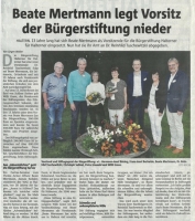 Beate Mertmann legt Vorsitz der Bürgerstiftung nieder- Halterner Zeitung im September 2019