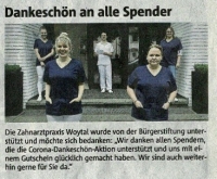 Dankeschön an alle Spender - Halterner Zeitung im Juni 2020-