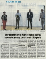 Christoph Sebbel beendet seine Vorstandstätigkeit - Halterner Zeitung im August 2020 -