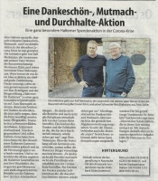 Eine Dankeschön-, Mutmach- und Durchhalteaktion -Stadtspiegel Haltern im April 2020-