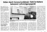 Sicher durch Corona Lockdown - Tafel erhält Luftreinigungsgerät - Halterner Zeitung im Dezember