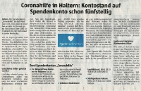 Coronahilfe - Kontostand schon fünfstellig - Halterner Zeitung im April 2020