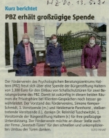 PBZ erhält großzügige Spende,Mai 21 ,RN